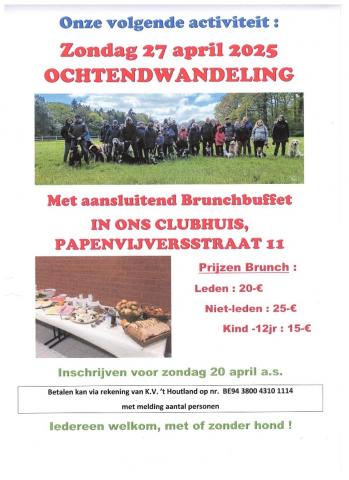 Hondenschool KV 't Houtland - Wandeling met brunch 2025
